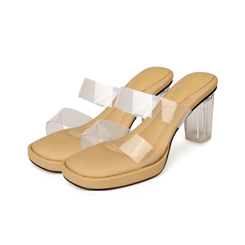 Naiyee Slide Slippers Women's Ecru Low Heel/Apricot Low Heel/Ecru High Heel/Apricot High Heel-11