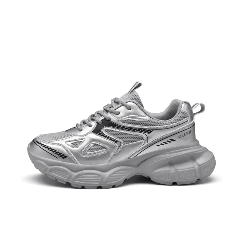 AOKANG Chunky Sneakers Unisex Low Top Silver, Gold-1