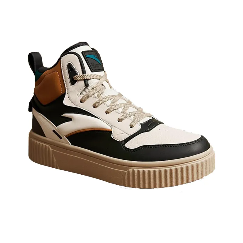 Anta High-Top Skateboard Shoes Men's White Gray Orange-2