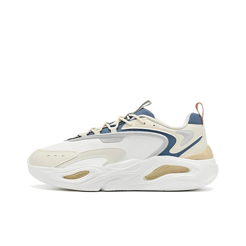 XTEP Slip Resistant, Abrasion Resistant, Breathable Low Top Sports Casual Shoes Men's Sail White, Tea White, Deep Blue-0