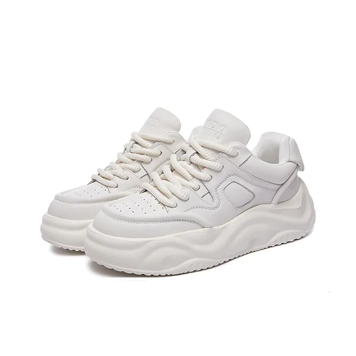 SHERIDan Wear Resistant Height Increasing Low Top Skateboard Shoes Men's White-2