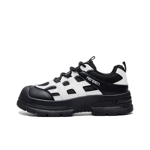 RENBEN Chunky Sneakers Women's Low-Top Black/White