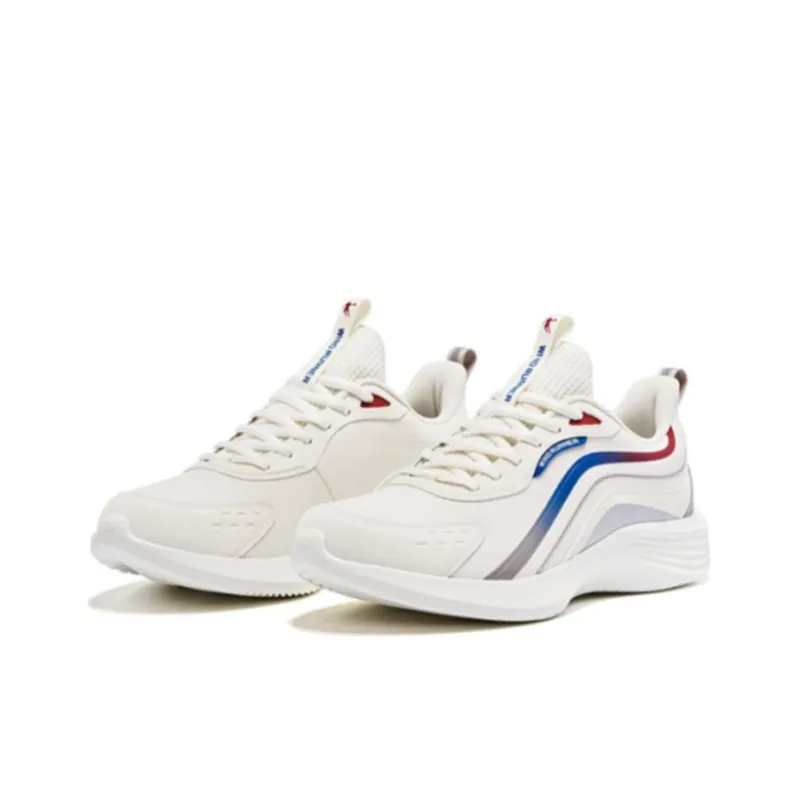 QIAODAN Shock Absorbers With Slip Resistant And Abrasion Resistant Properties Low Top Casual Running Shoes Men's White-2