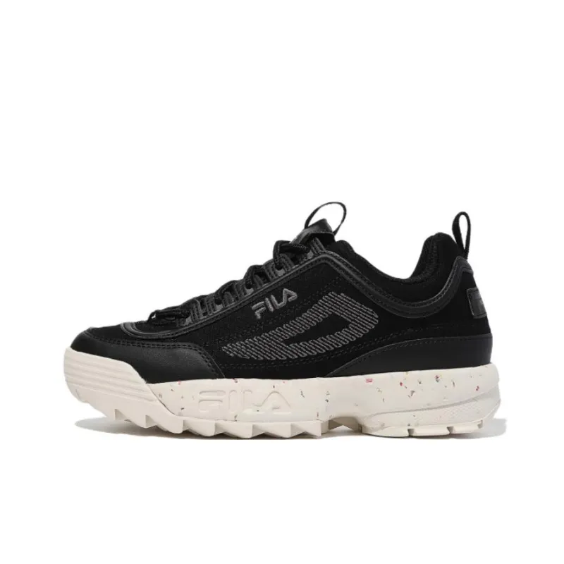 FILA Disruptor Cushioning Anti Slip Wear Resistant Breathability Low Top Casual Shoes Unisex Black-0