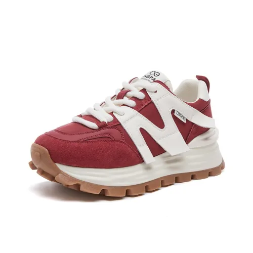 LINGPAO Breathable Height Increasing Low Top Chunky Sneakers Women's