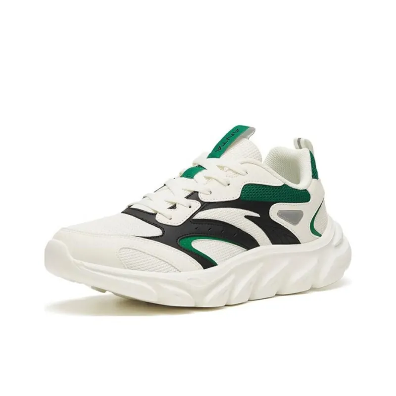 Anta Cushioned Anti Slip Wear Resistant Breathable Lightweight Low Top Running Shoes Men's Ivory White-1