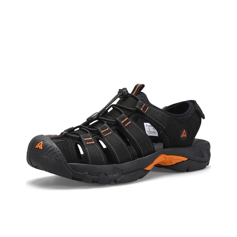 HUMTTO Beach River Trekking Shoes Sports Sandals Men's Black Orange Color-1