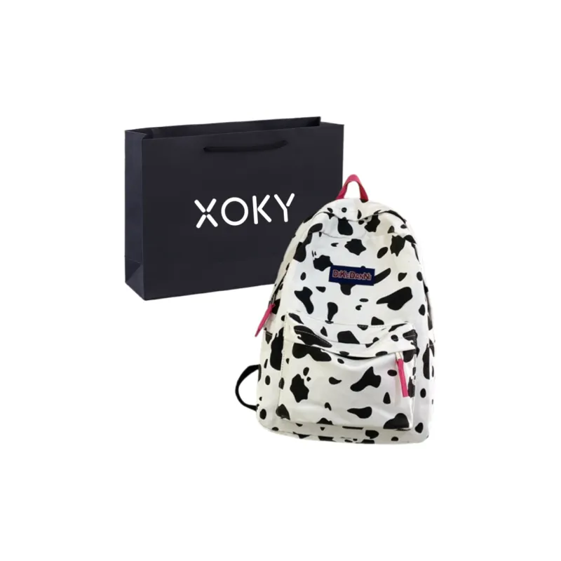 XOKY Canvas With Oxford Canvas Bag Backpack Large Size Unisex Black White-2