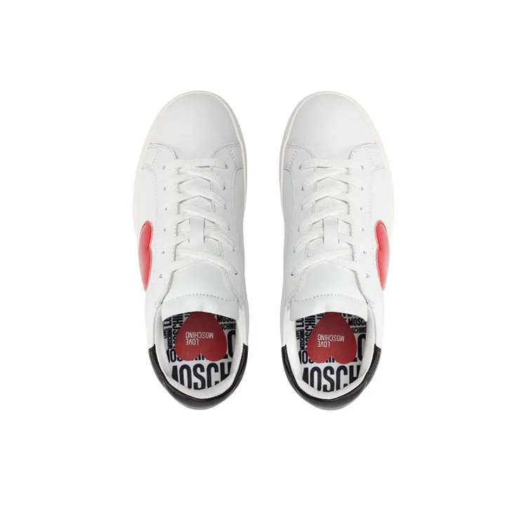 LOVE MOSCHINO Low-Top Stylish Skateboarding Shoes Women's White Red Black-2