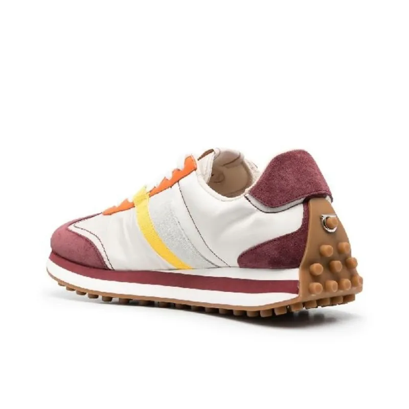 FERRAGAMO Slip Resistant Low Top Casual Shoes Men's White Red Silver-3