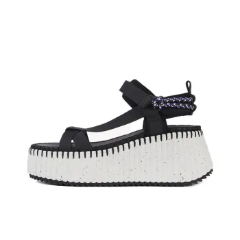 Chloe One Strap Sandals 8cm Women's Black White