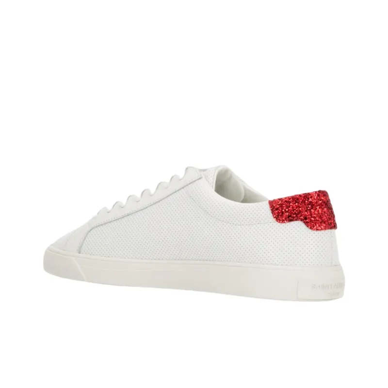 SAINT LAURENT Low Top Stylish Skateboarding Shoes Women's White Red-3