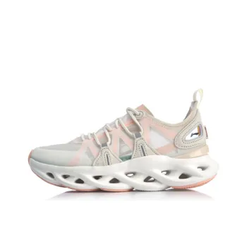 LiNing Curved Breathable Cushioning Rebound Low Top Running Shoes Women's Orange Pink