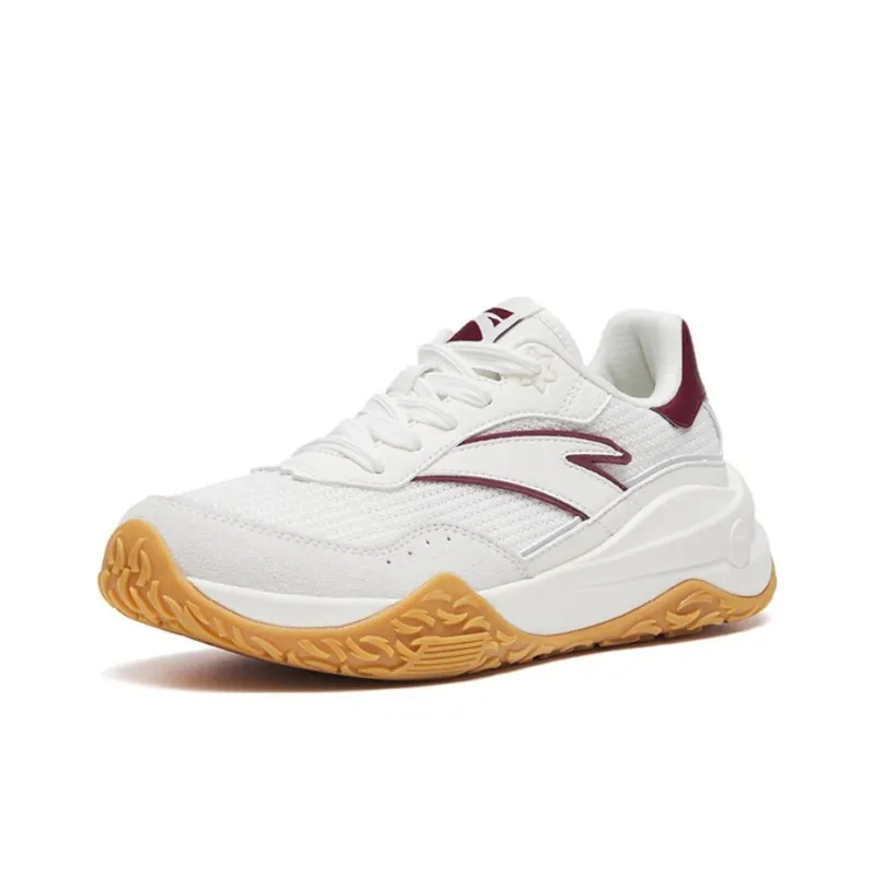 Anta Set Sail Anti Slip Wear Resistant Low Top Sports Casual Shoes Women's White Gray Red-1