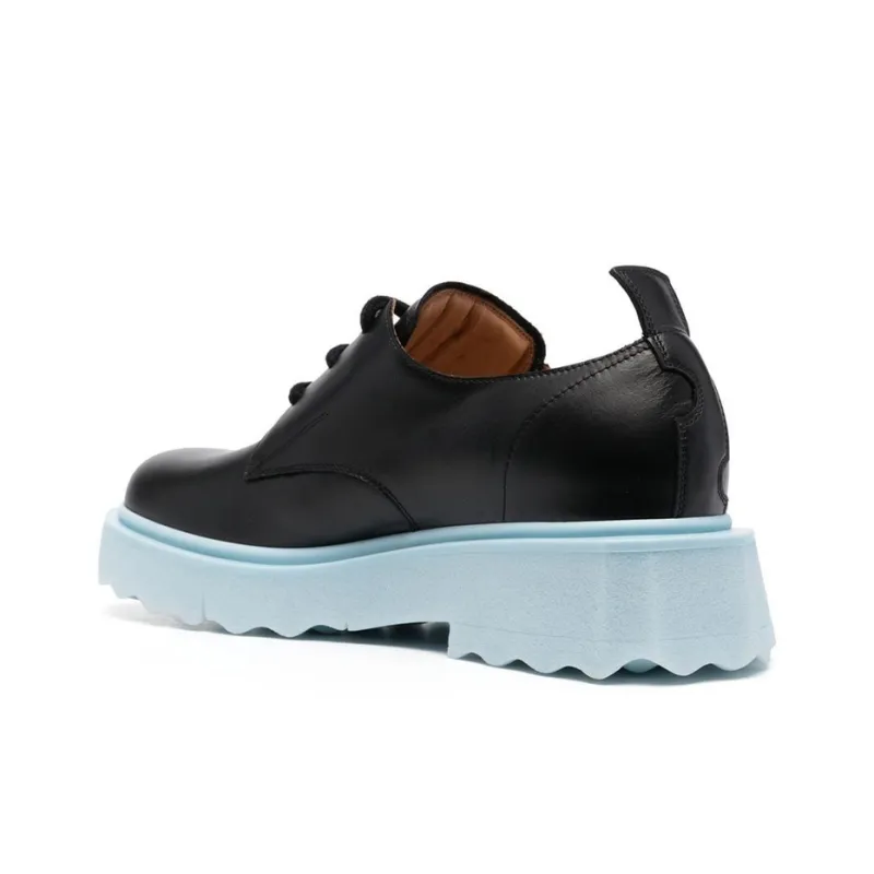 OFF WHITE Leather Sponge Derby Black Light Blue-3