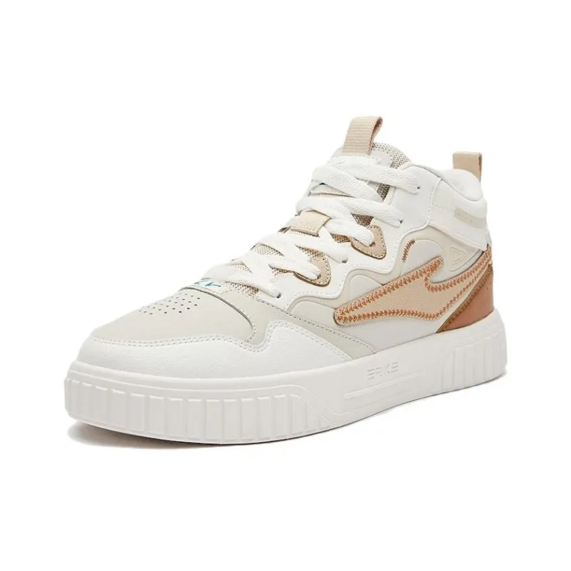 Erke Skateboard Shoes Men Low Top White Brown-1
