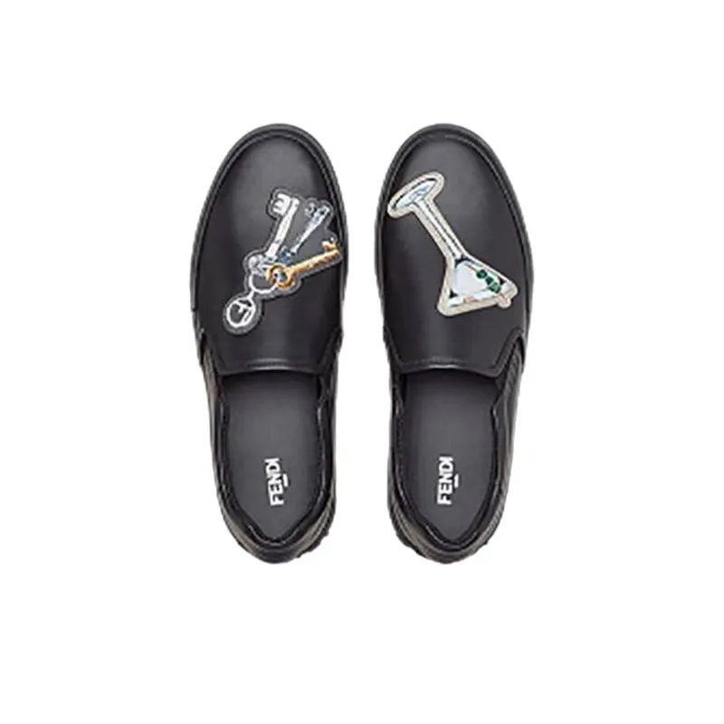 FENDI Low Top Stylish Skateboarding Shoes Men's Black-3