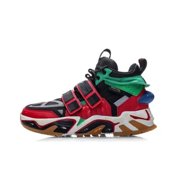 LiNing Slip Resistant Coverage Warm High Top Vintage Basketball Shoes Men's Black Red Green