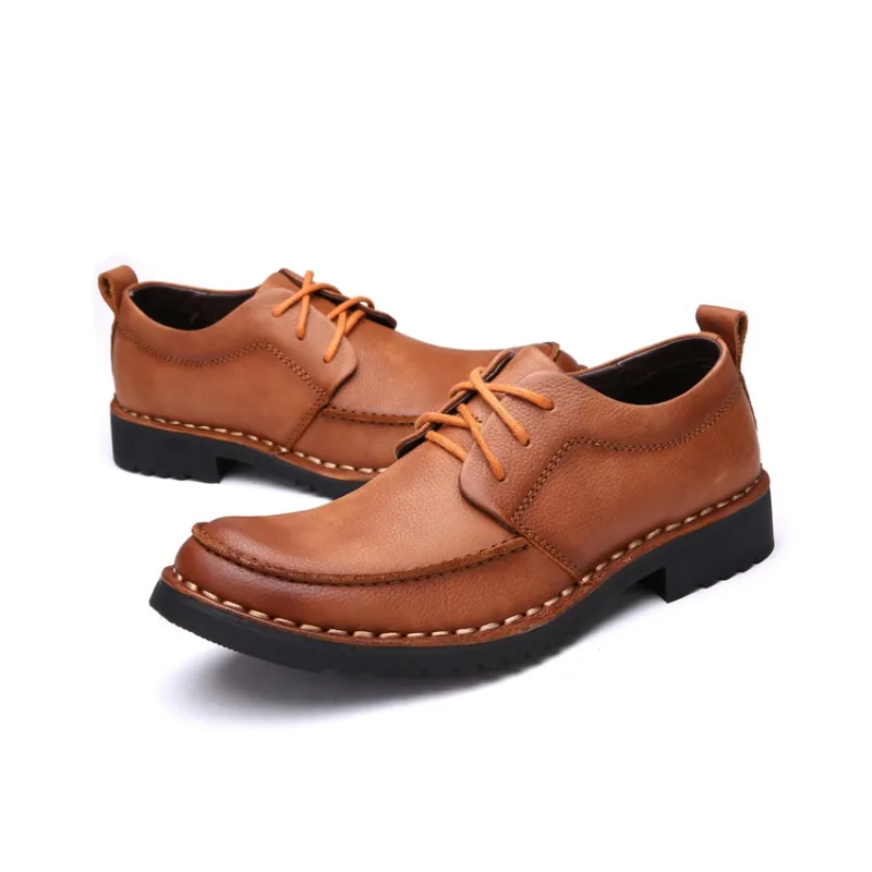Laoks Men's Casual Shoes Men Low Top Brown/Black-4