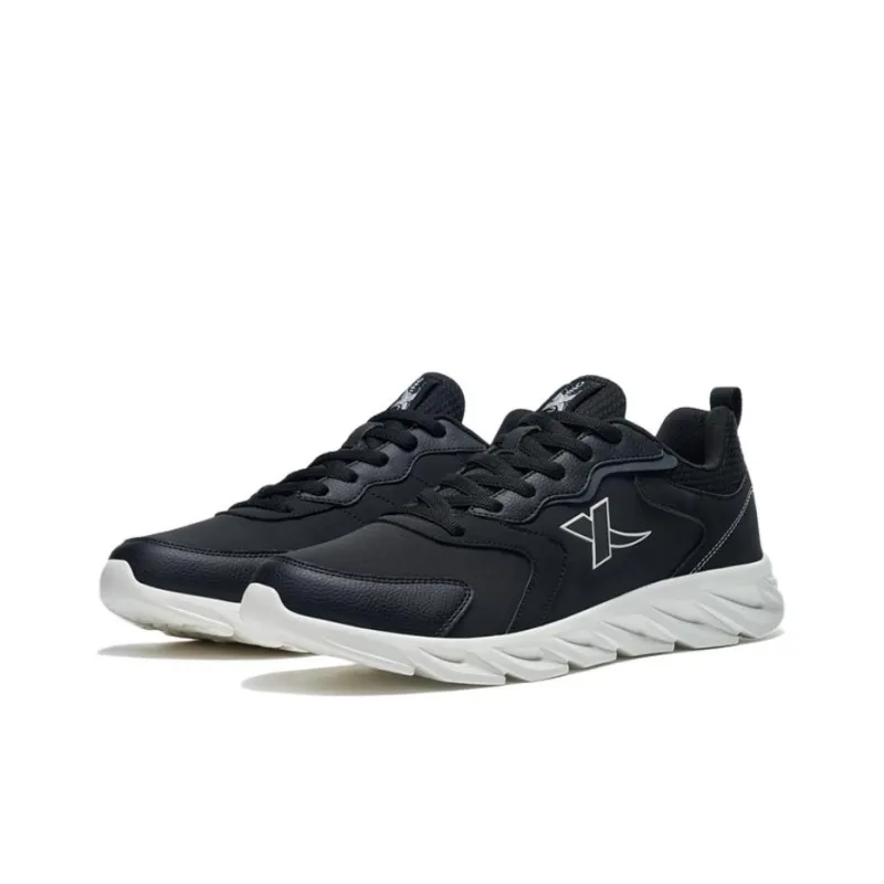 XTEP Anti Slip Wear Resistant Low Top Casual Running Shoes Men's Black White-1