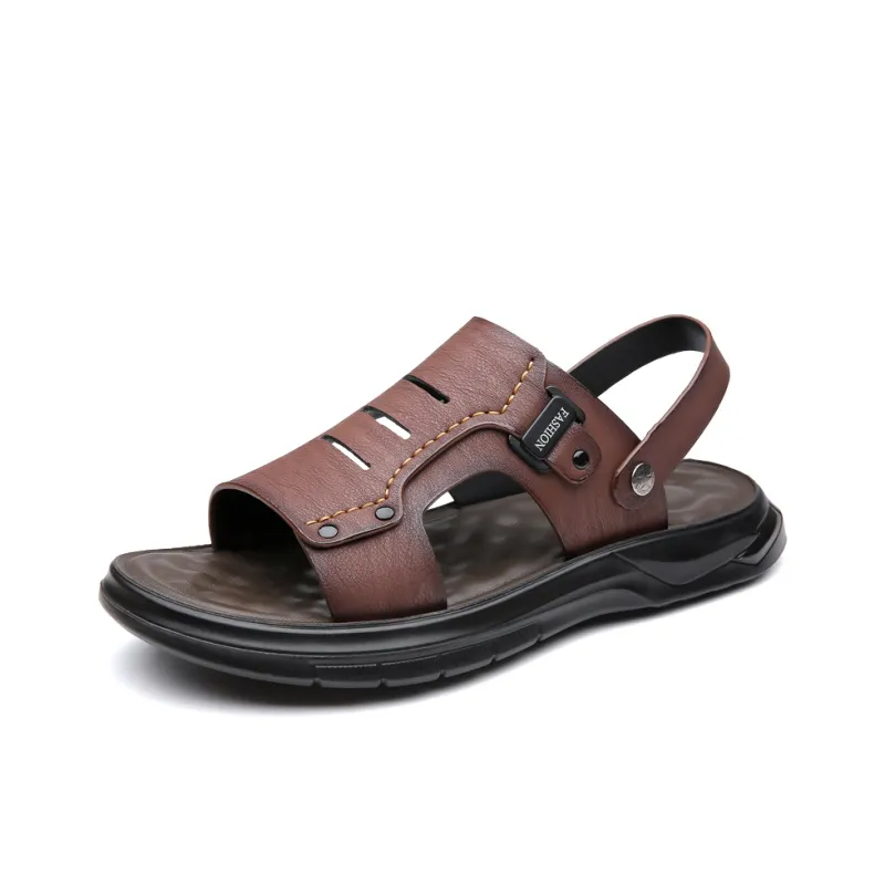 PAMATE Beach Sandals Men Gray/Yellow/Brown-17