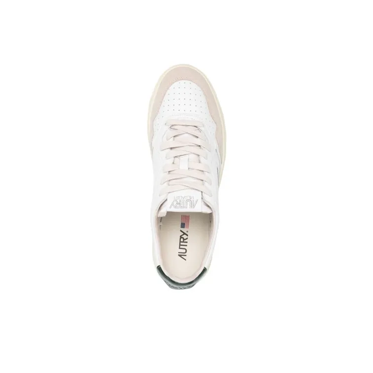 AUTRY Medalist Low Leather And Suede 'White Beige Black'-3