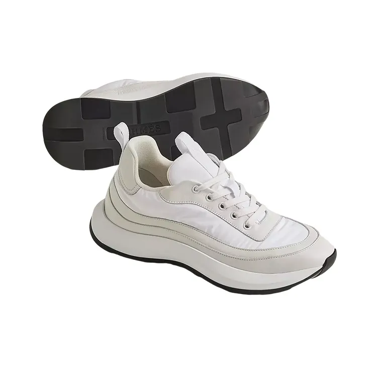 HERMES Gramme Abrasion Resistant Low Top Sports Casual Shoes Men's White Gray-4