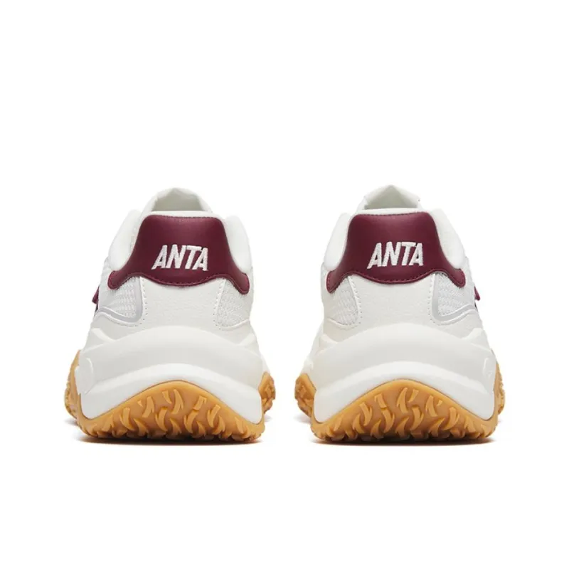 Anta Set Sail Anti Slip Wear Resistant Low Top Sports Casual Shoes Women's White Gray Red-3