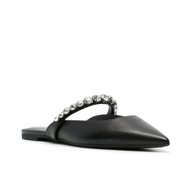 Michael Michael Kors Crystal-embellished Leather Flat Mules-1