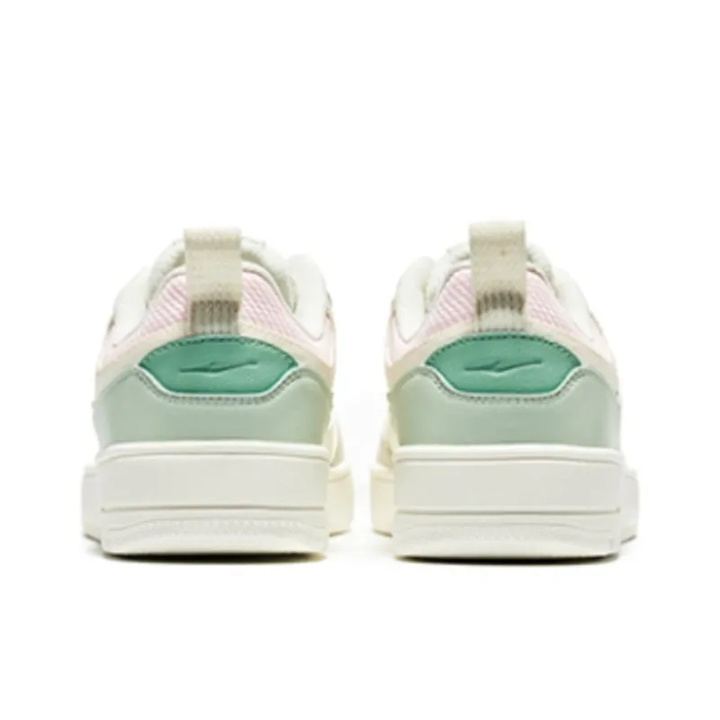 Erke Imprint Anti Slip Wear Resistant Low Top Skateboard Shoes Women's White Green-3