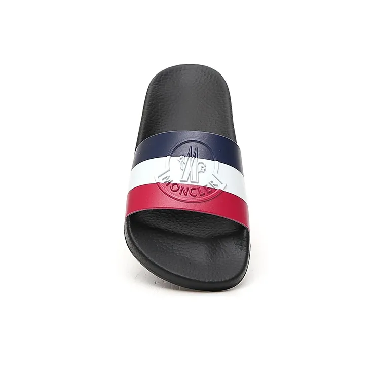 Moncler Basile Pool Slides Black Tricolour-4