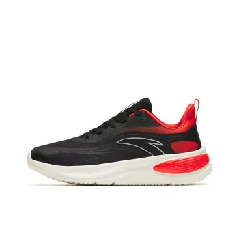 Anta Cushioned Slip Resistant Abrasion Resistant Low Top Running Shoes Men's Black Red