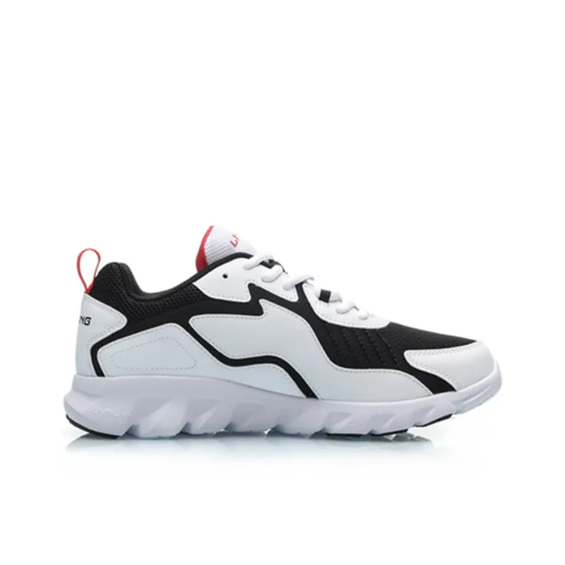 LiNing Durable Breathable Low Top Running Shoes Women's White Black Red-1