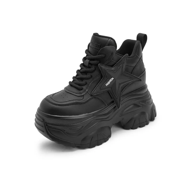 Shangjinni Abrasion Resistant Lightweight Height Increasing Low Top Chunky Sneakers Women's-5