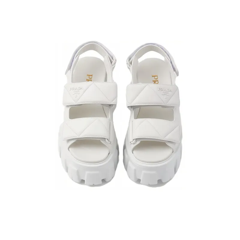 PRADA Triangle-logo Quilted Leather Sandals-4