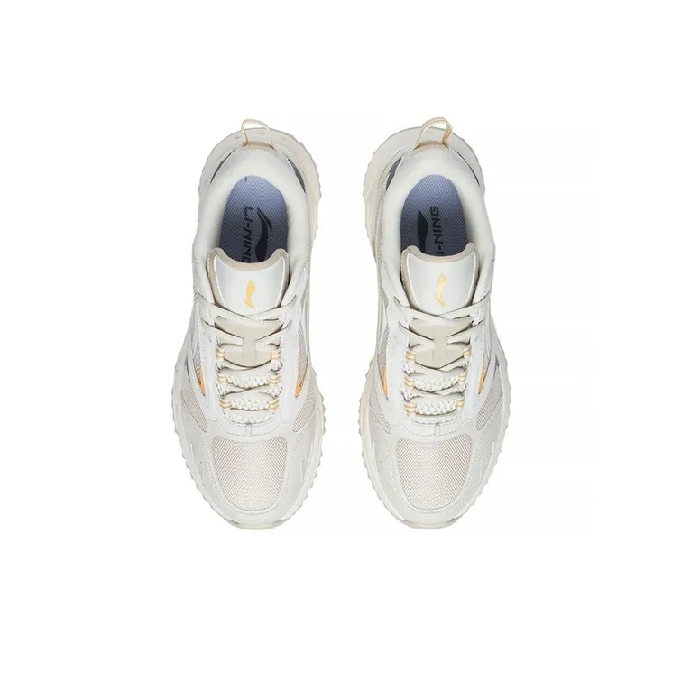 LiNing Rebound Cushioning Breathable Lightweight Wear-Resistant Slip-Resistant Low-Top Running Shoes Men's Oat Gray-4