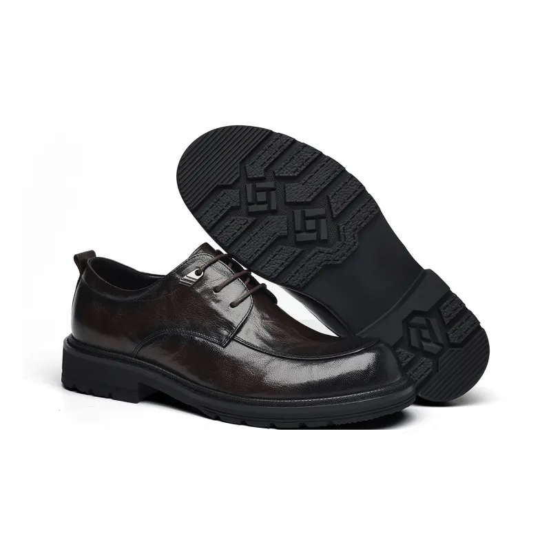 LUOGOKS Men's Casual Shoes Men Low Top Black/Dark Brown-8