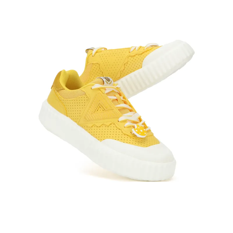 PEAK Anti Slip And Wear Resistant Height Increasing Low Top Skateboard Shoes Women's Cheese Yellow-3