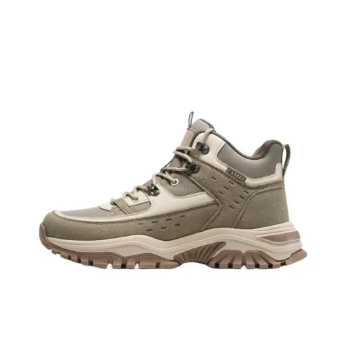CAMEL Jade Dragon Anti-Slip Wear-Resistant Mid-Top Outdoor Shoes Men's Beige Brown