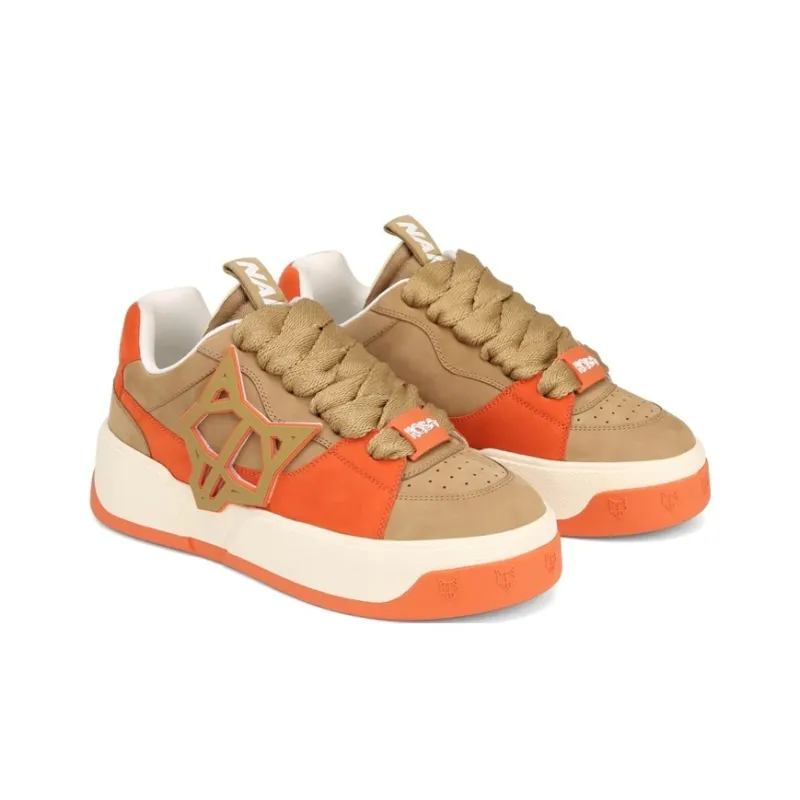 Naked Wolfe Kosa Low Top Stylish Skateboarding Shoes Men's Brown Orange-2