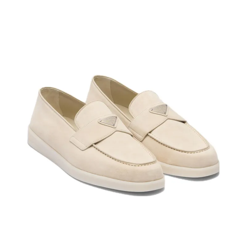 PRADA Enamel Triangle Logo-plaque Suede Loafers-2