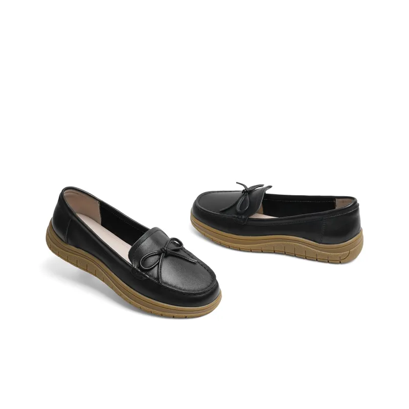 RED DRAGONFLY Gommino Loafers Small Leather Shoes Slip on Unlined Shoes Women's Black/Beige/Apricot-3