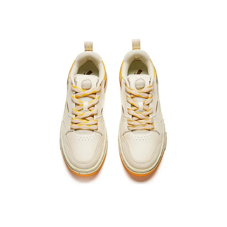 Anta Slip Resistant Cushioning Lightweight Low Top Skateboard Shoes Men's Orange White-2