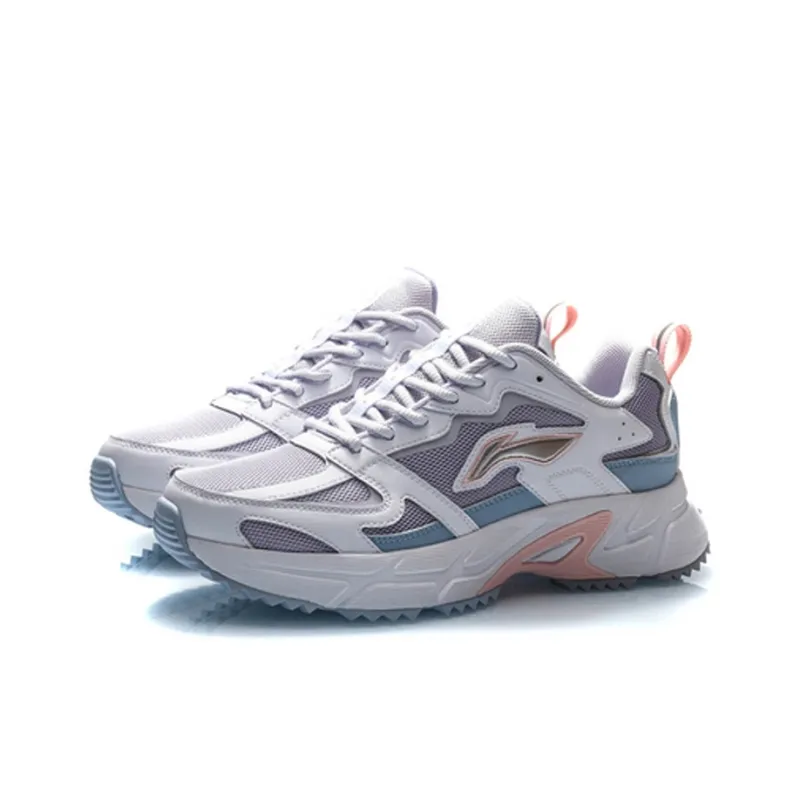 LiNing Cushioned Slip Resistant Abrasion Resistant Breathable Low Top Casual Running Shoes Women's Bad Little Purple-2