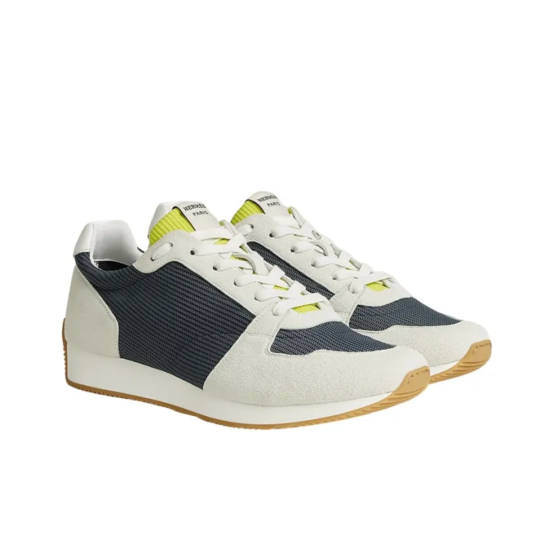 HERMES Low Top Casual Shoes Men's Blue White Yellow-3