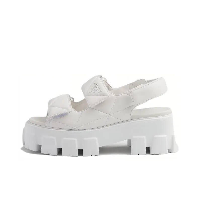 PRADA Triangle-logo Quilted Leather Sandals-0