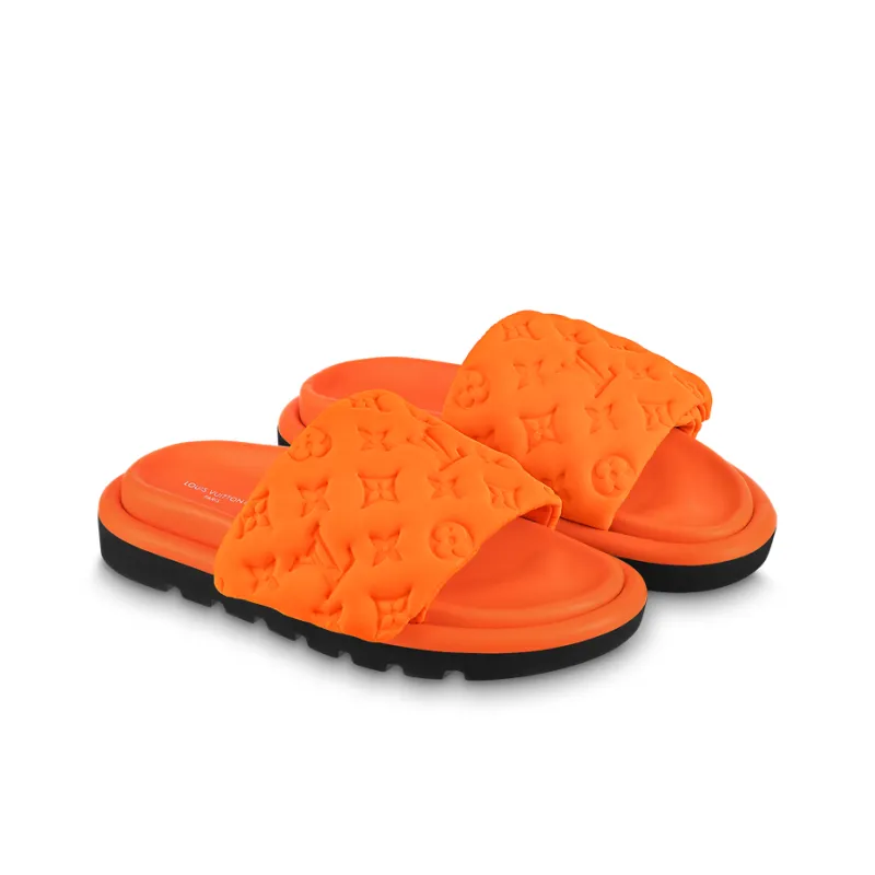 LOUIS VUITTON Pool Pillow Comfort Slip Resistant Slide Slippers Women's Orange-2