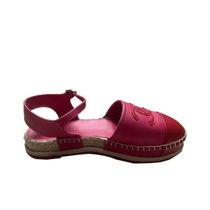 CHANEL Casual Single Shoes Women's Red-2