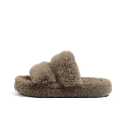 HUANQIU Quiet Abrasion-Resistant Slide Slippers Women's Brown