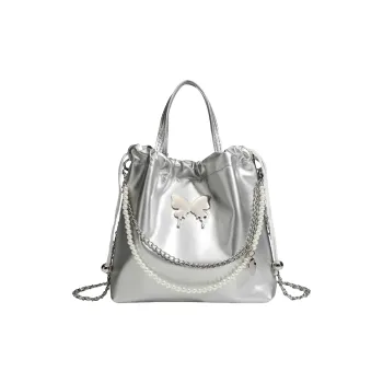 NX DOUGHNUT PU Backpack Handbag Regular Women's Silver
